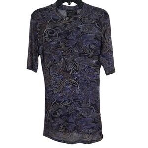 Johnny Was Y2k Jade Dajiki Sheer blue high Neck Blouse Sz Sm Fairy Whimsigoth